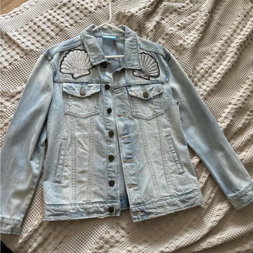 Show me your mumu shell denim jacket NWT!